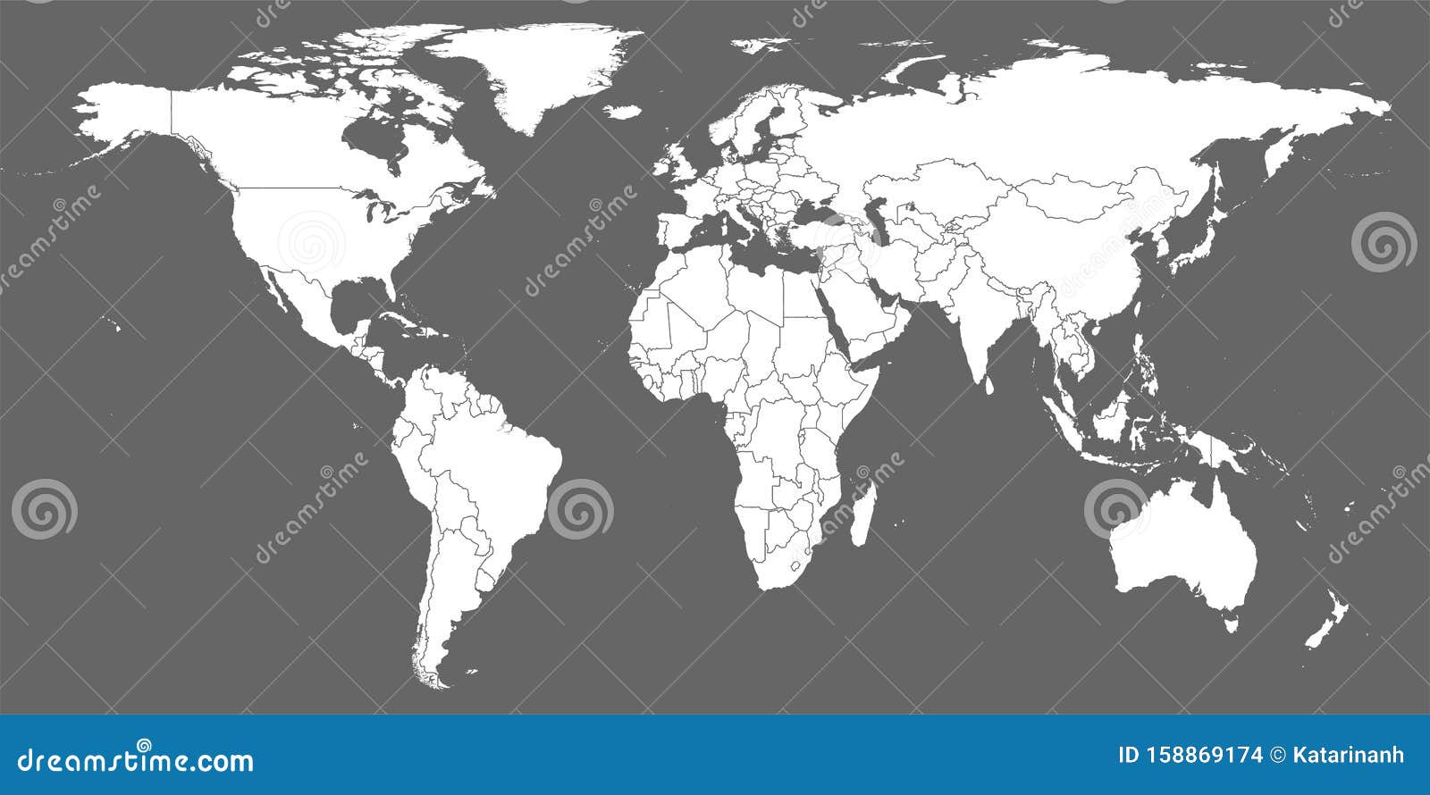 world map . gray similar world map blank  on gray background.  white similar world map with borders of all countries.