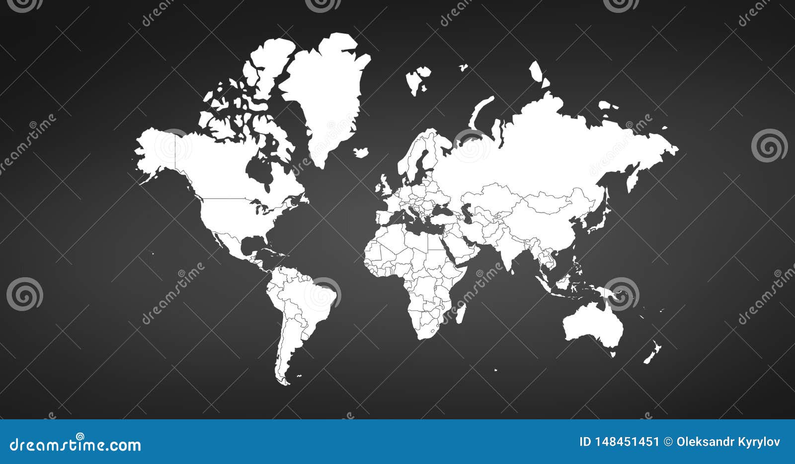 world map ,  on black background. can be used for anual report, inphographics. high detailed countries with borders
