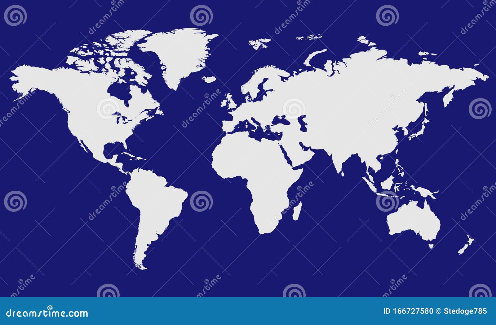 World Map Grey On Blue Background Stock Illustration Illustration Of