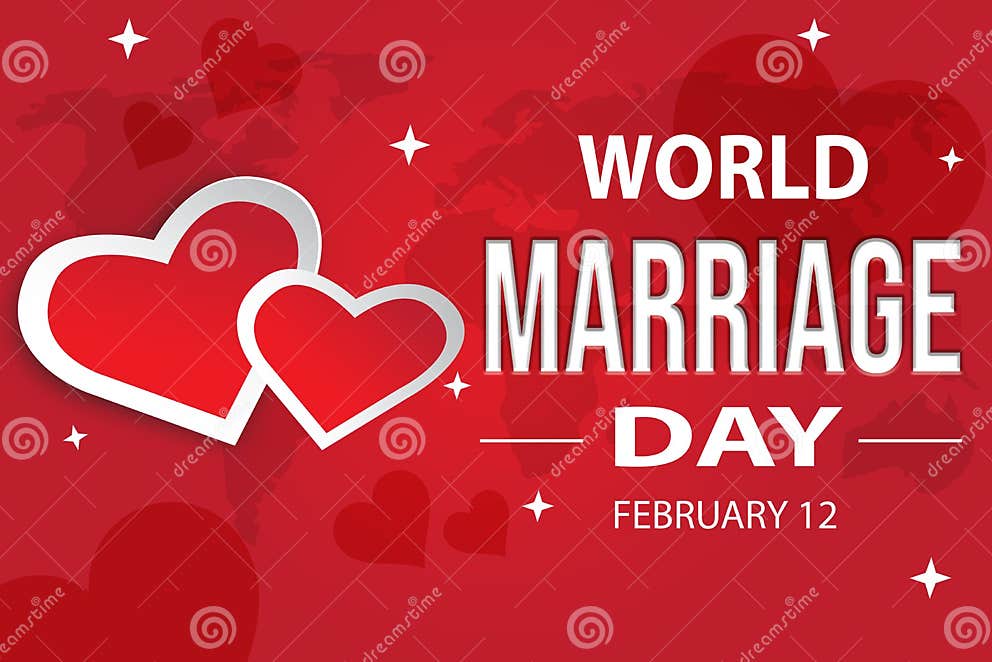 World Marriage Day Backdrop Banner Design with Two Hearts and