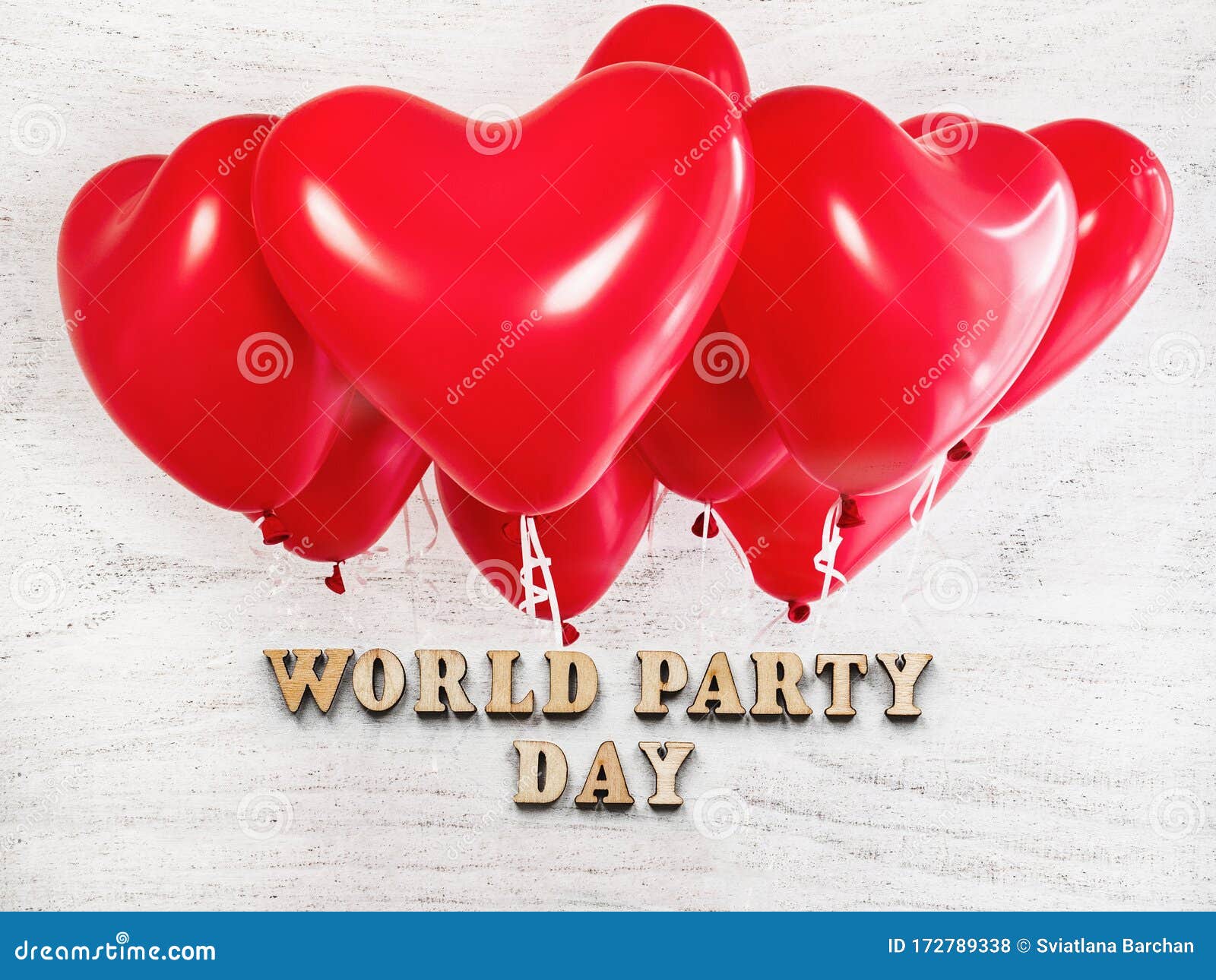 World Party Day Greeting Card. Close Up Stock Photo Image of party