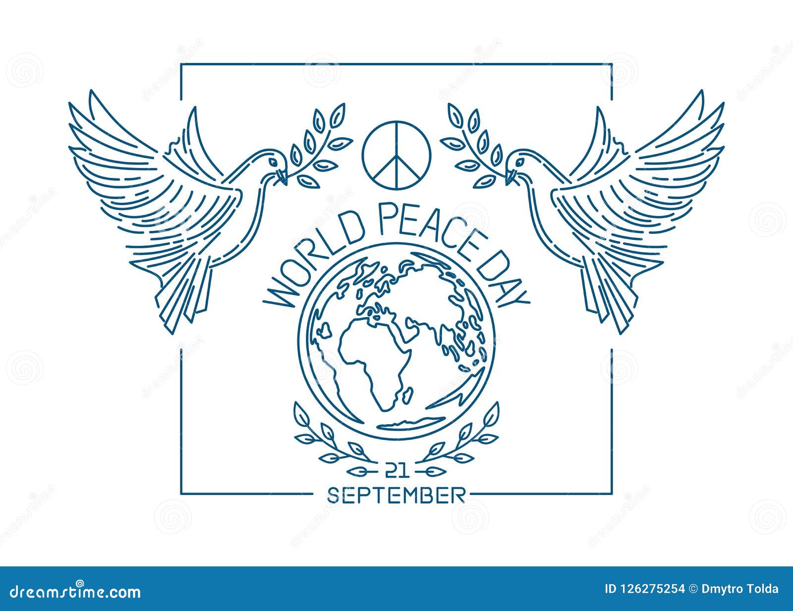 World Peace Day Vector Line Logo Design Stock Vector - Illustration of