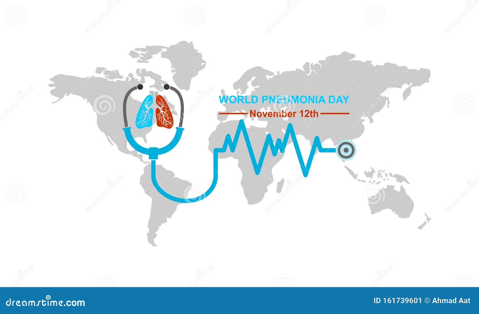 world pneumonia day, red ble lungs color cartoon  with stethoscope . world pneumonia day  . healthca