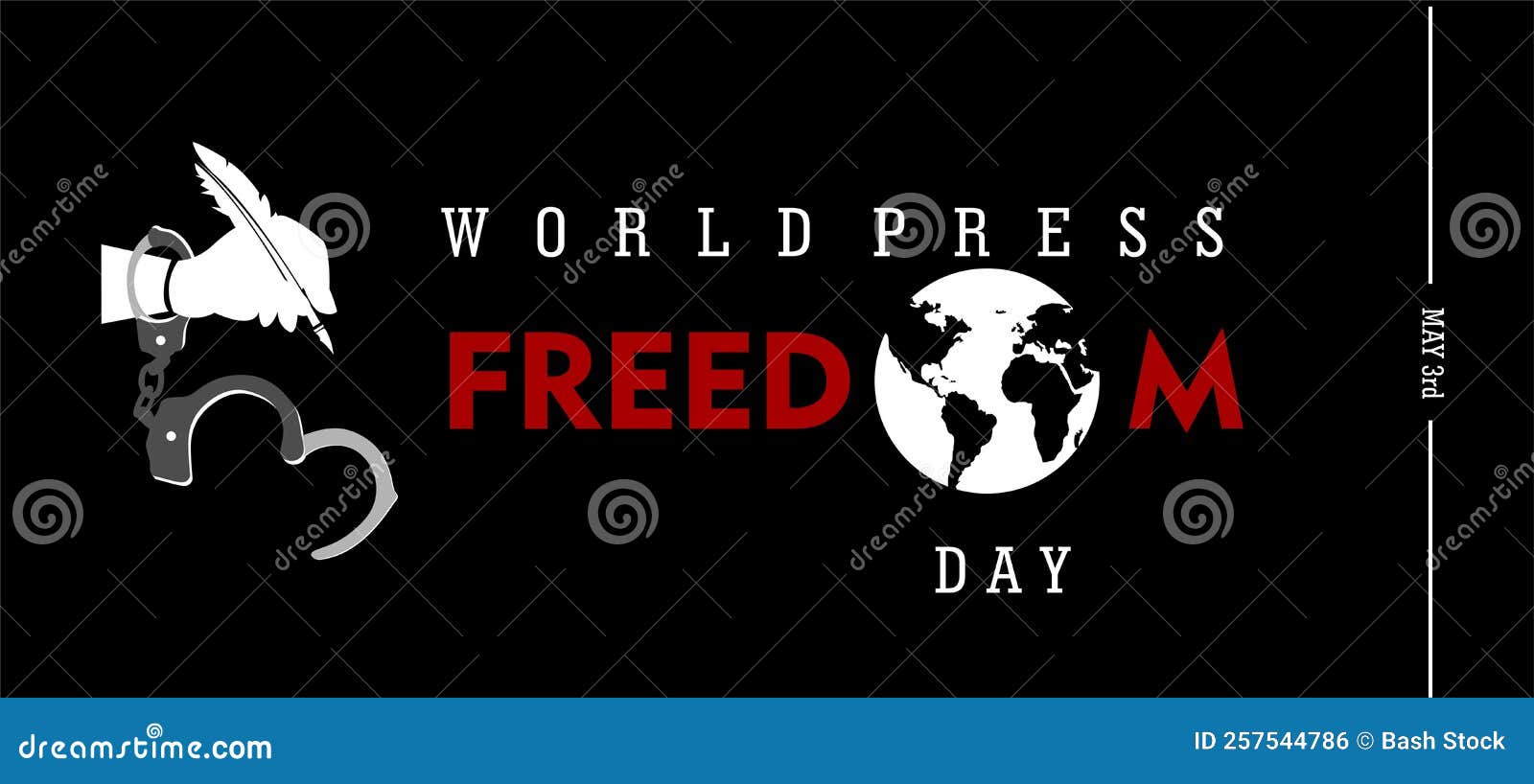 World Press Freedom Day, May 3rd, Vector Illustration and Text, Simple