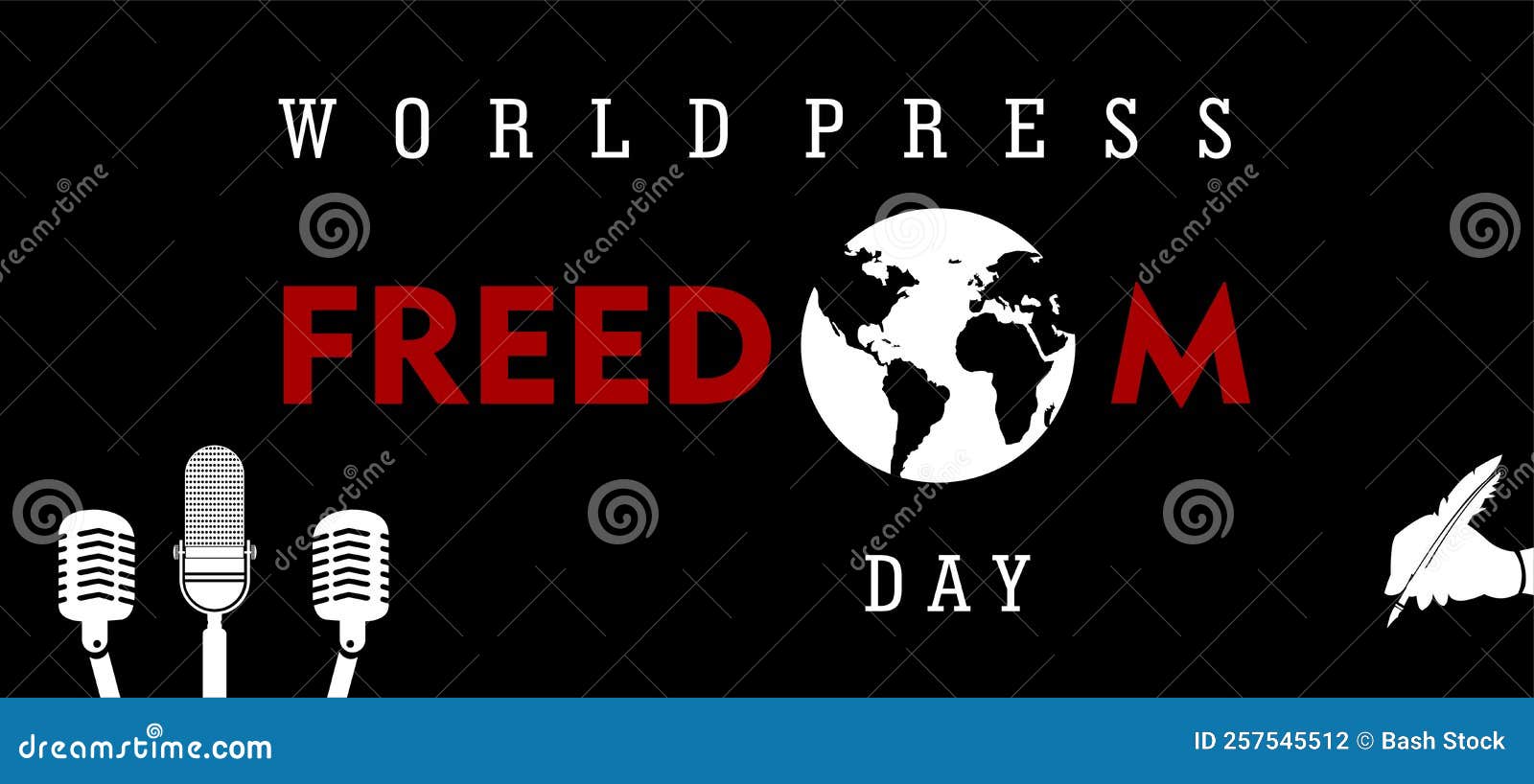 World Press Freedom Day, May 3rd, Vector Illustration and Text, Simple