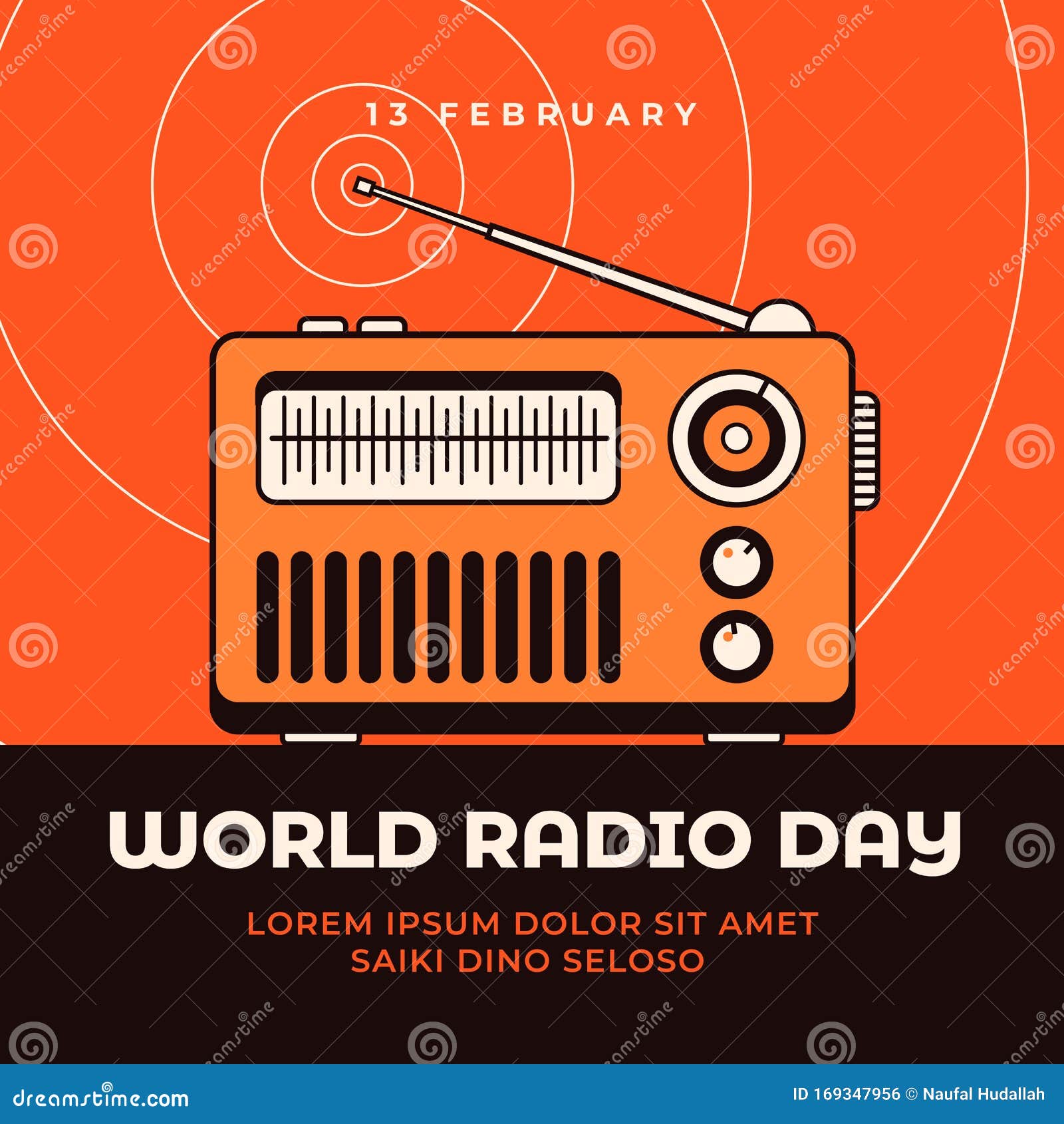 World Radio Day Vintage Retro Poster Background Design Vector Illustration  Stock Illustration - Illustration of night, sound: 169347956