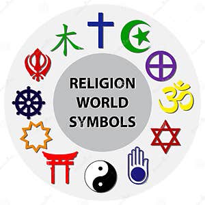 World Religion Symbols Colored Signs Of Major Religious Groups And 