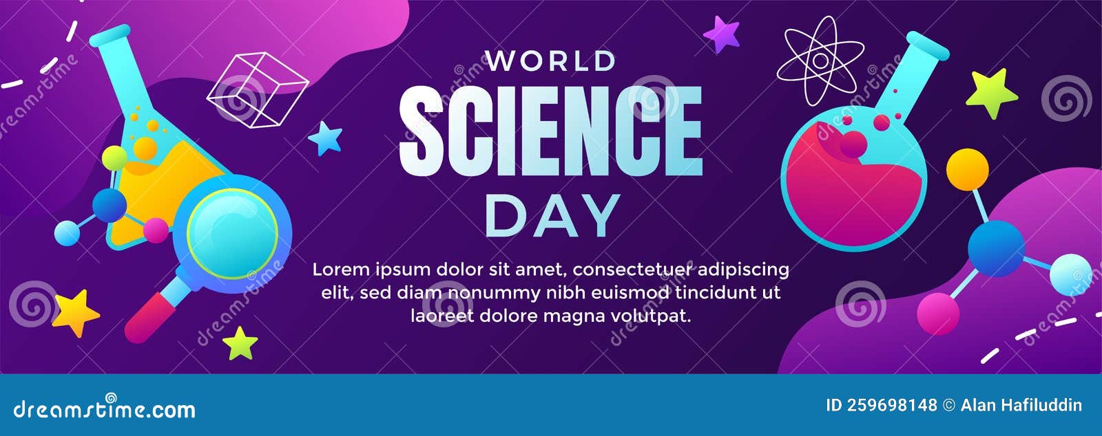 World Science Day Horizontal Banner Template Vector Flat Design Stock Vector Illustration of