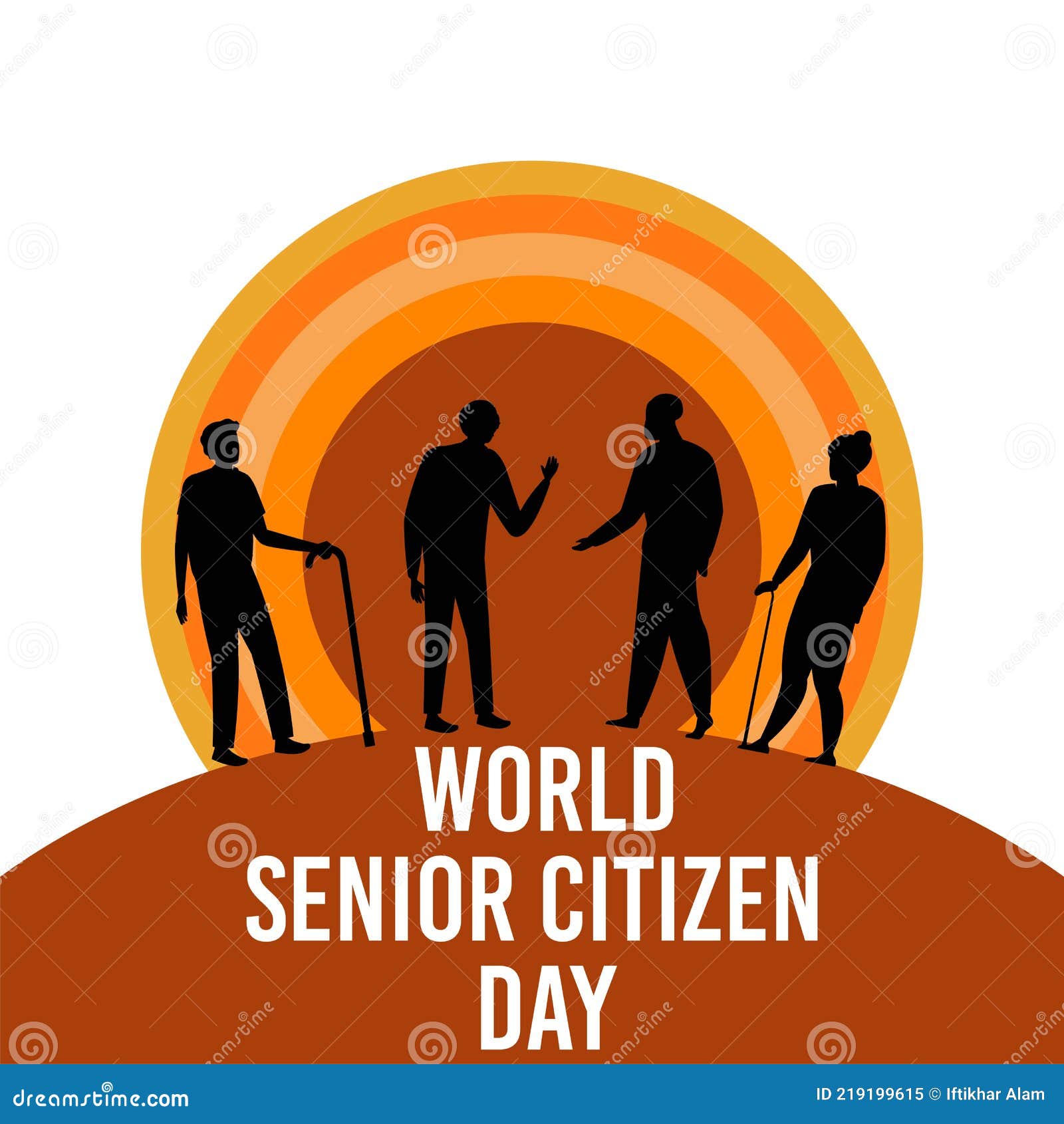 World Senior Citizen Day Vector Illustration Inside Multicolor Round