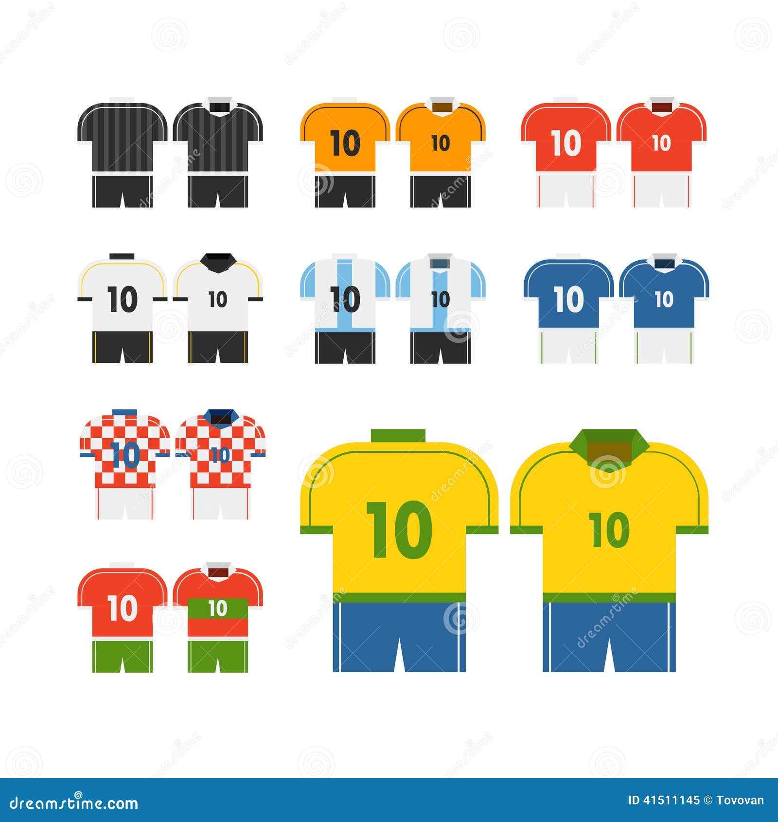 Soccer Team T-shirts Vector Clip-art. Stock Vector - Illustration player, clip: 41511145