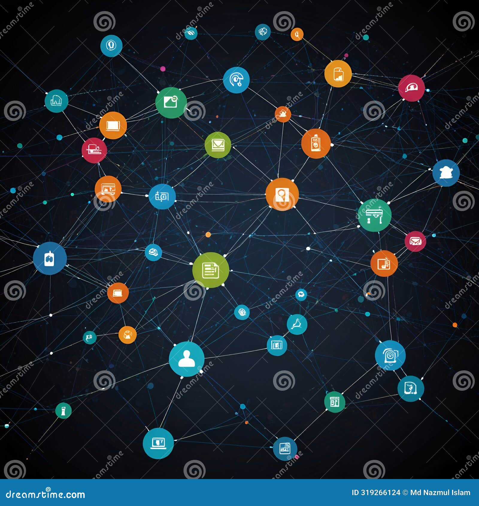 the world social network diagram and the word social marketing generative ai