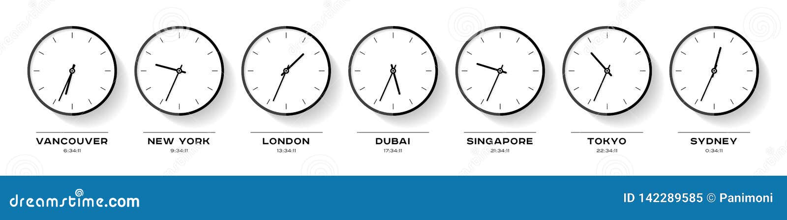 World Time Simple Clock Icons In Flat Style Vancouver New York world-time-simple-clock-icons-in-flat-style-vancouver-new-york