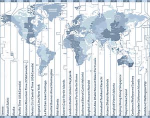 World Time Zones Vector Map With Countries Names And Borders Stock 