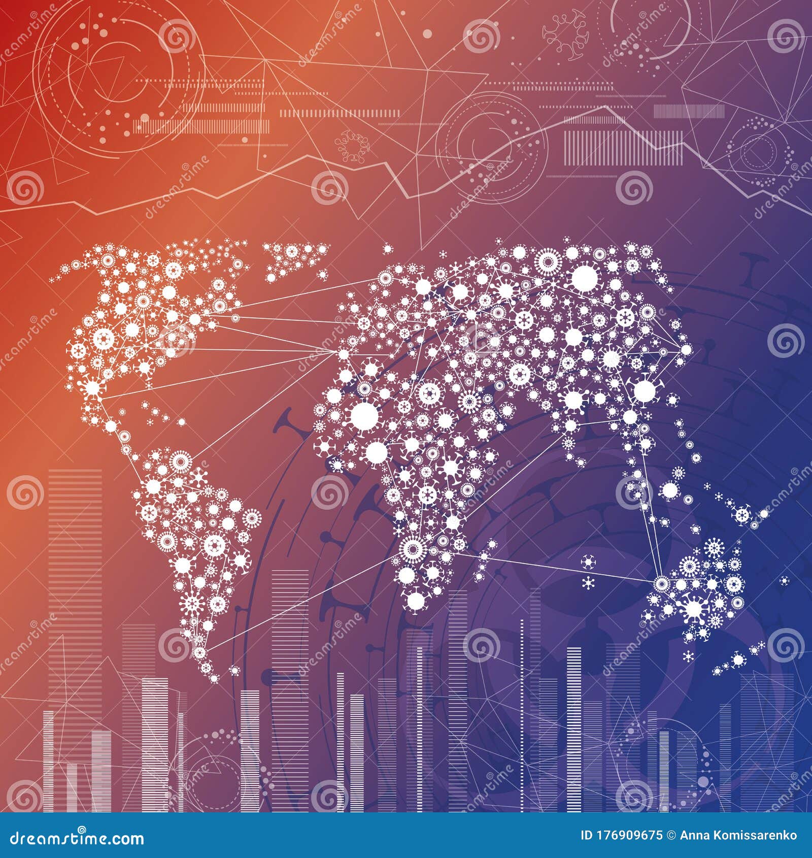 World Virus Outbreak Trends and Charts Background Stock Vector