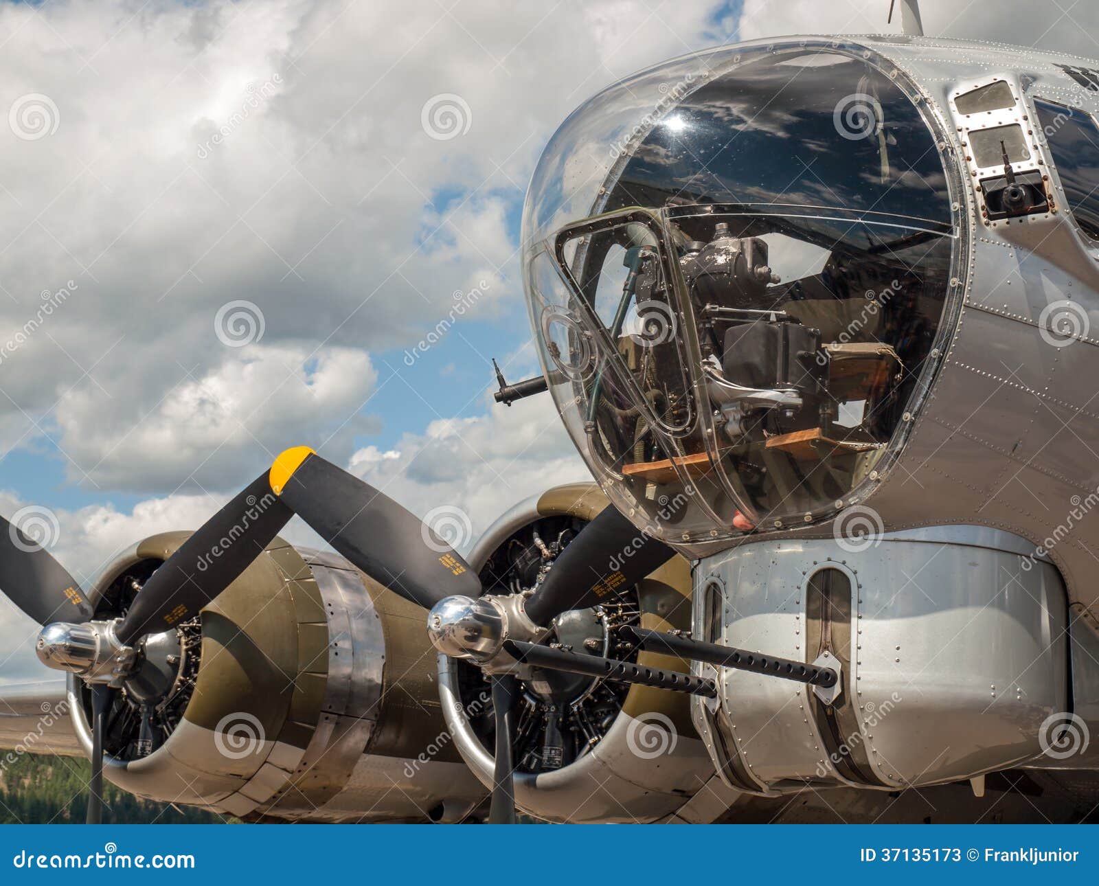 world war ii b17 bomber's propellers and guns