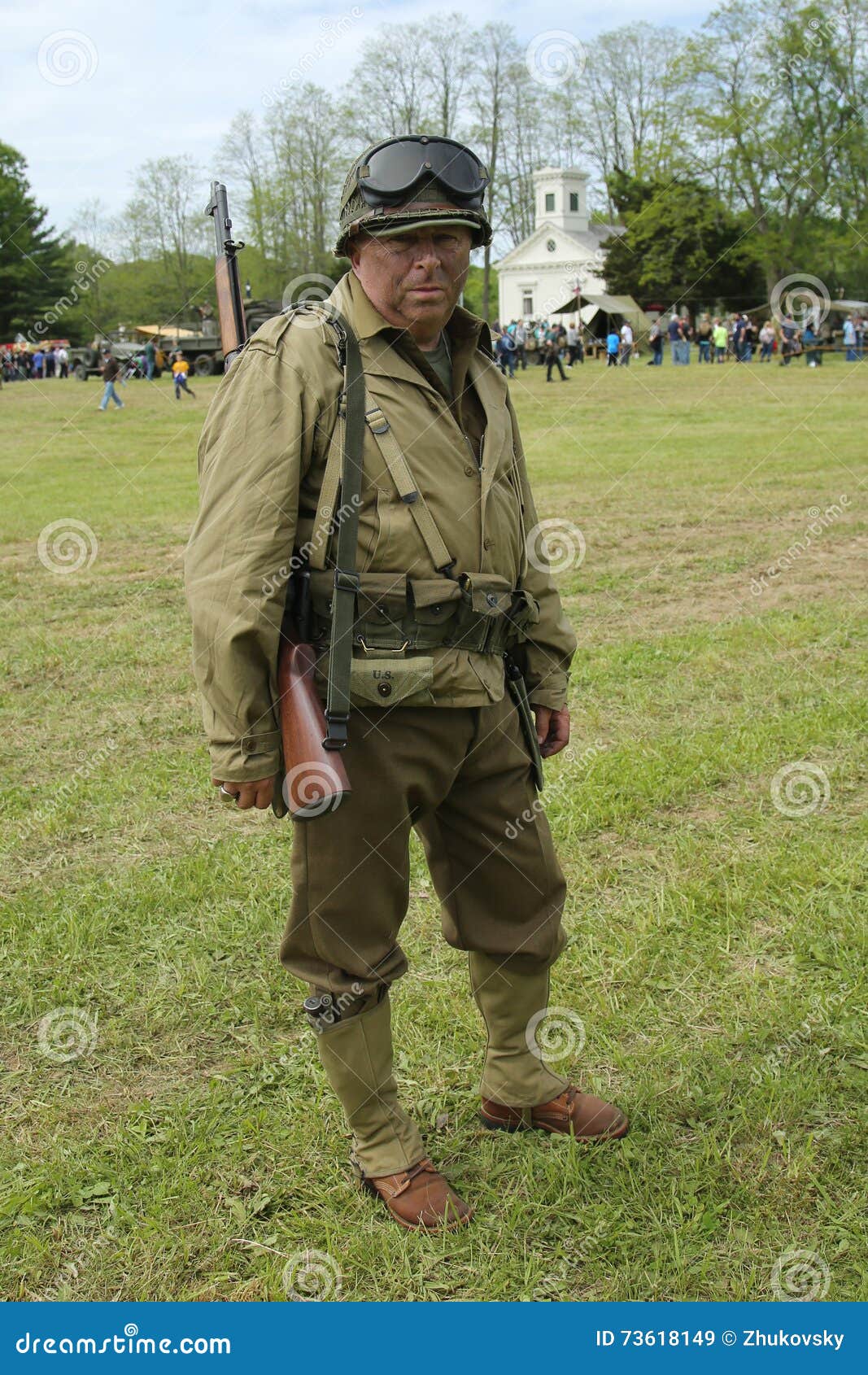 World War Ii Encampment Participant In World War Ii American Army Uniform  Editorial Stock Image - Image Of Helmet, Museum: 73618149