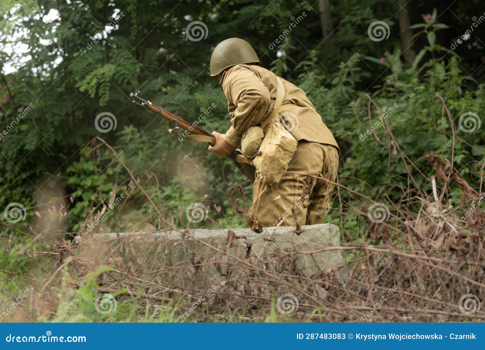 World War II Soviet Reenactor Soldier Stock Image Image of action