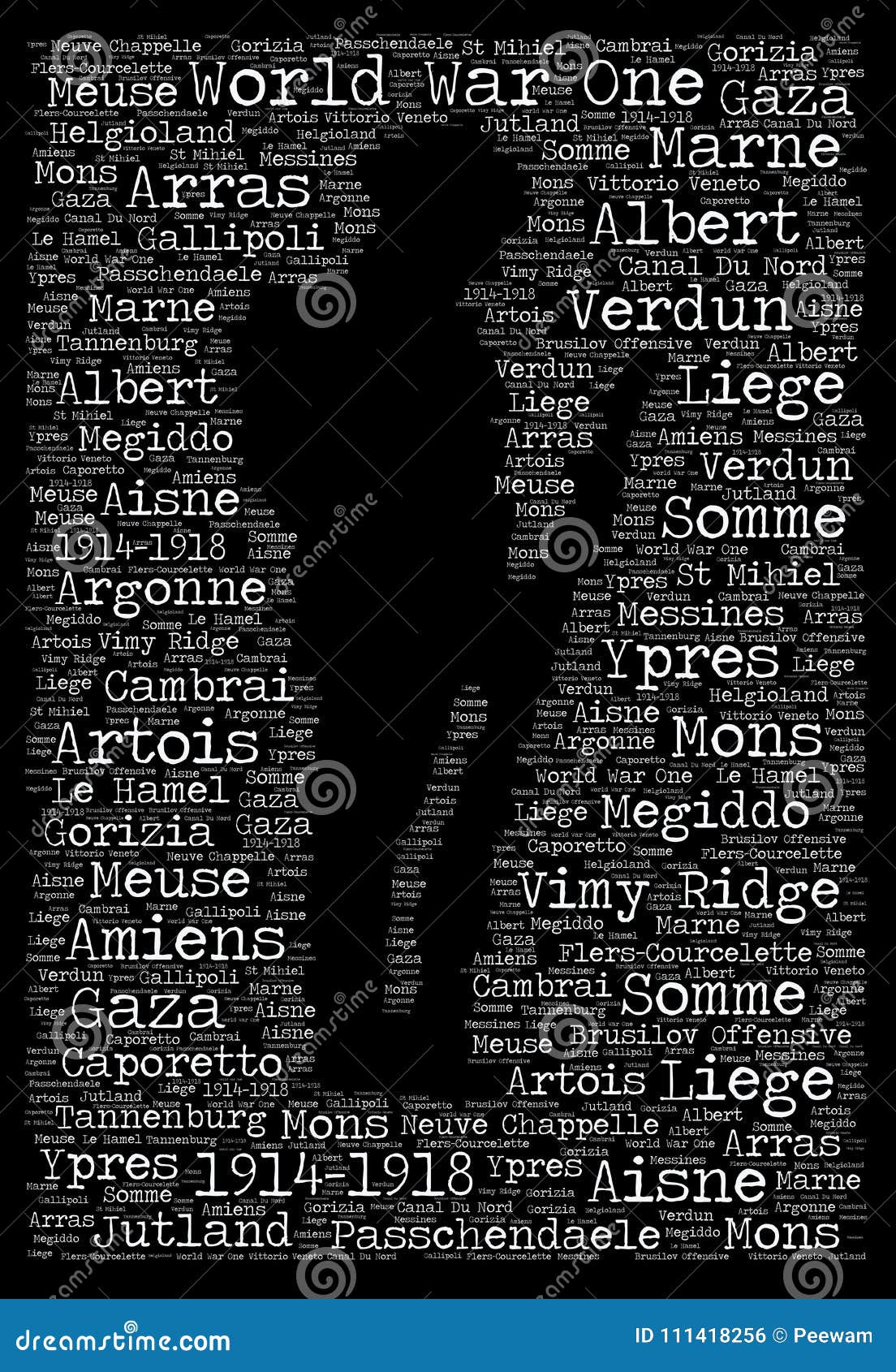 world war one battles word art silhouette detail