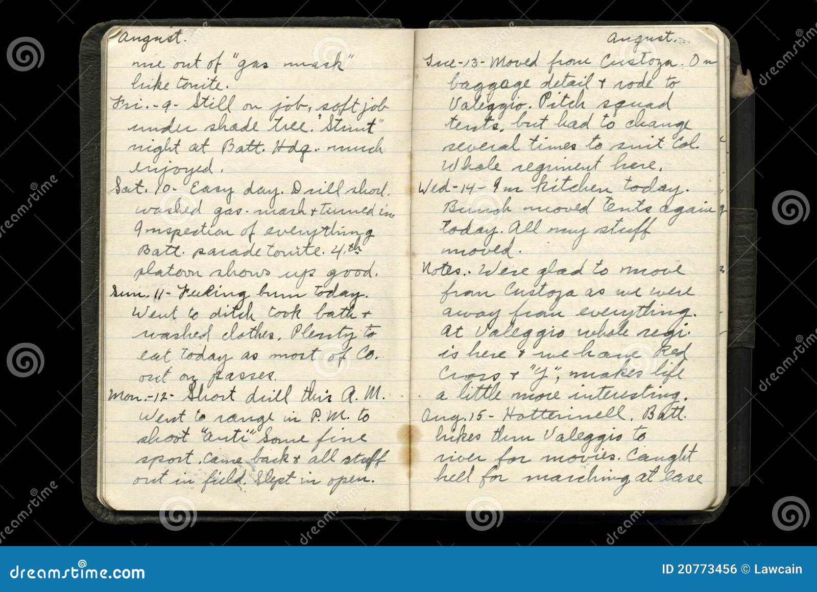 world war one soldier's diary pages