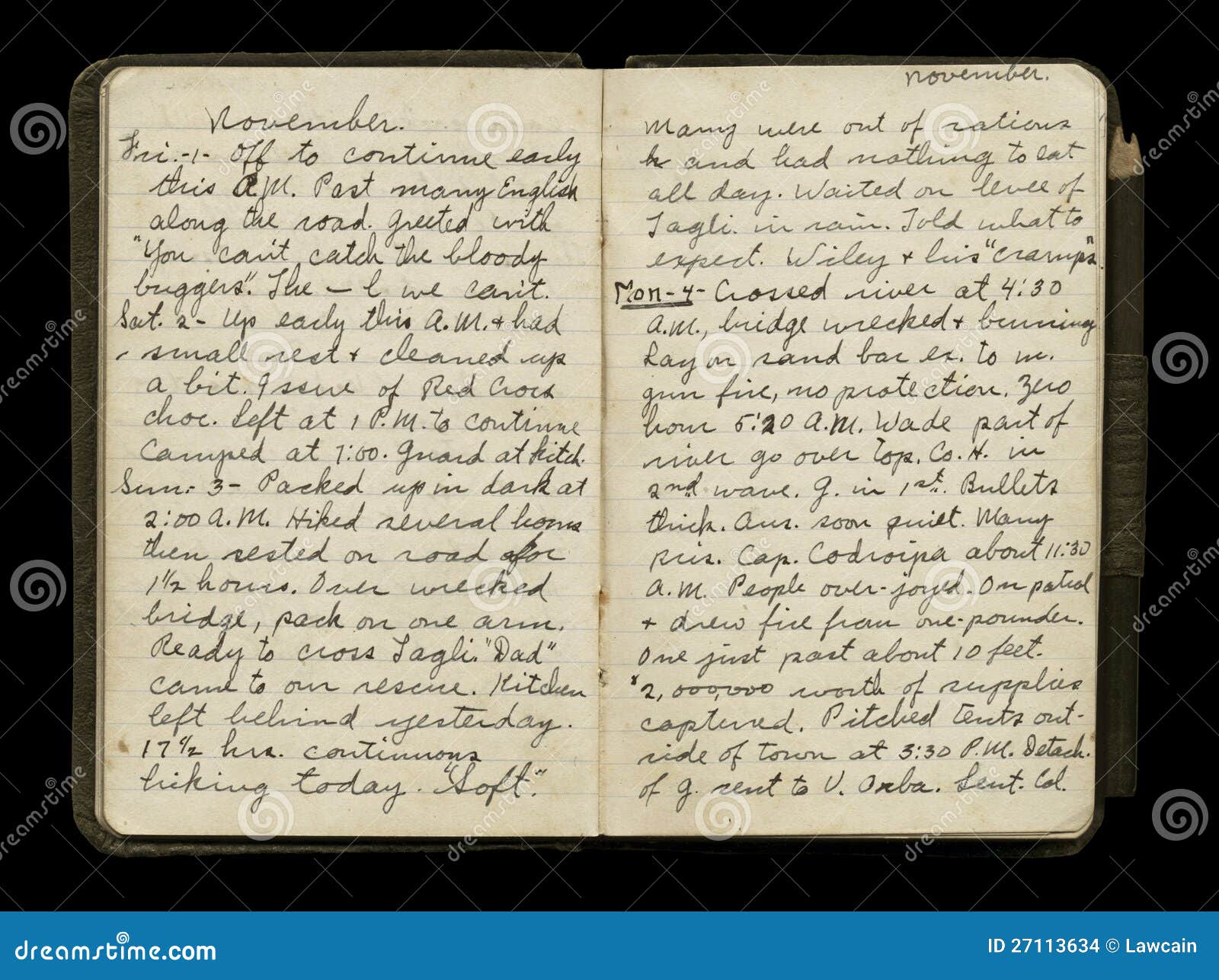 world war one soldier's diary pages