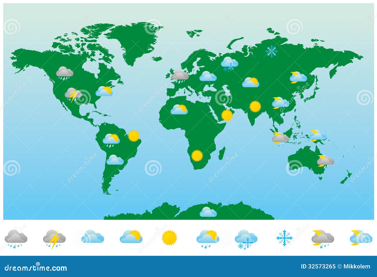 World Weather Forecast Map And Icons Stock Vector - Illustration Of Night,  Asia: 32573265