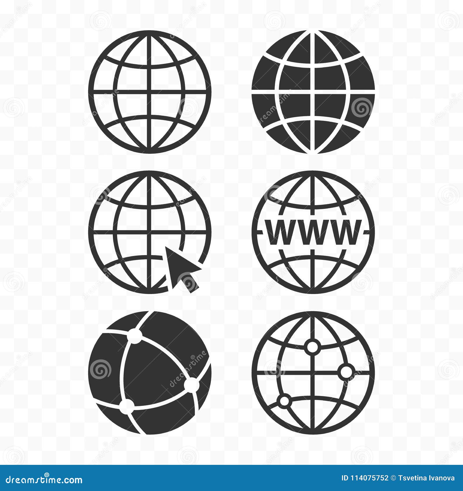 world wide web concept globe icon set. planet web  set. globe icons