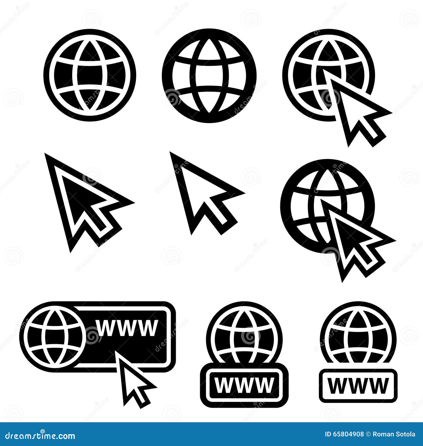 world wide web globe cursor icons