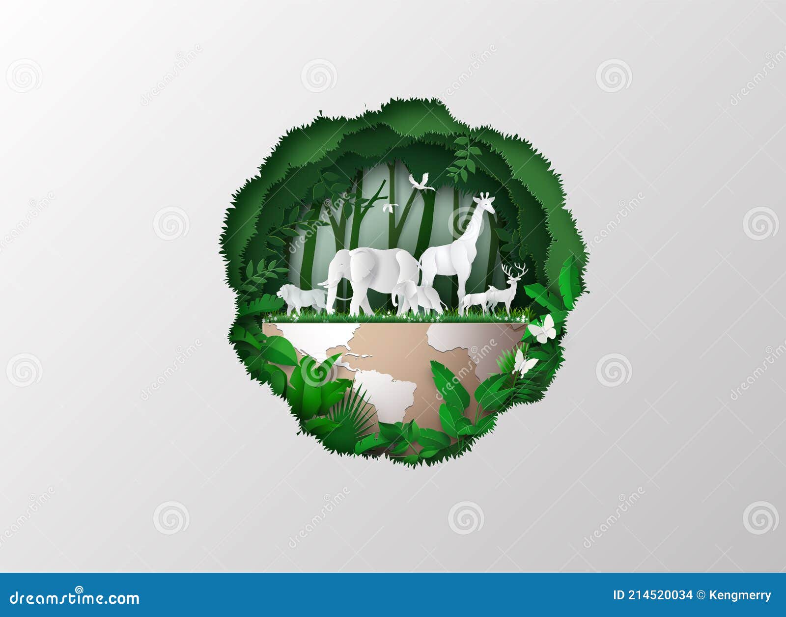 World Wildlife Day with the Animal in Forest. Stock Vector - Illustration  of paper, protect: 214520034