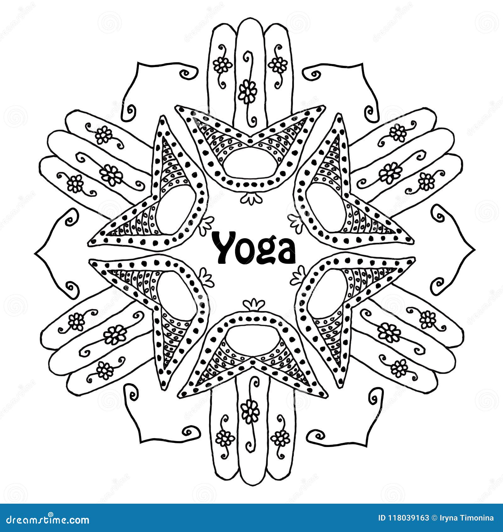 Download World Yoga Day. Mandala Of Hamsa. Doodle Hand Draw Stock ...