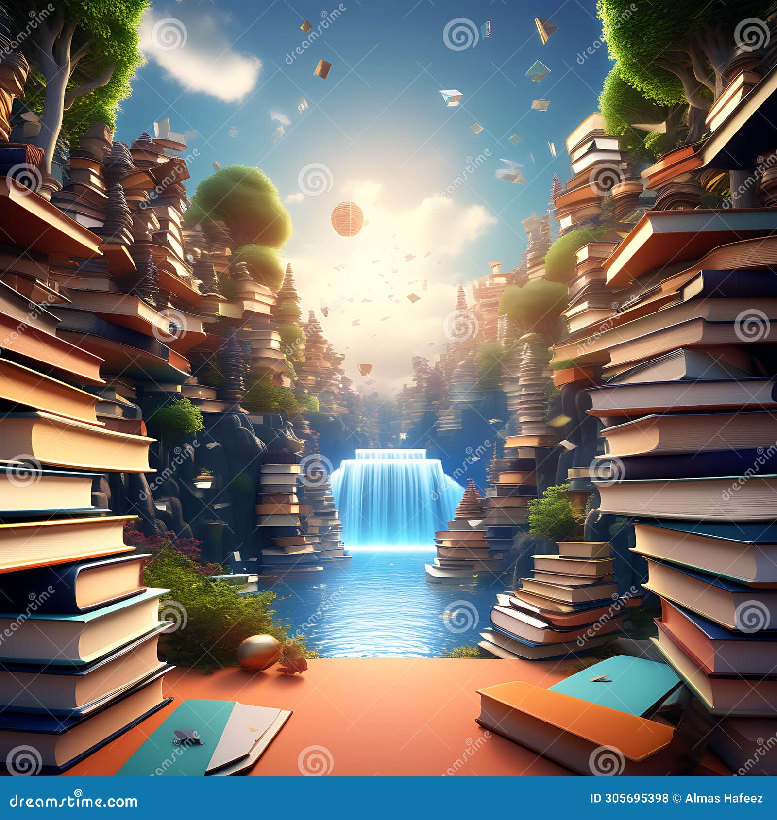 worlds unveiled: 3d  of books igniting imagination Ã¢â¬â generated by ai