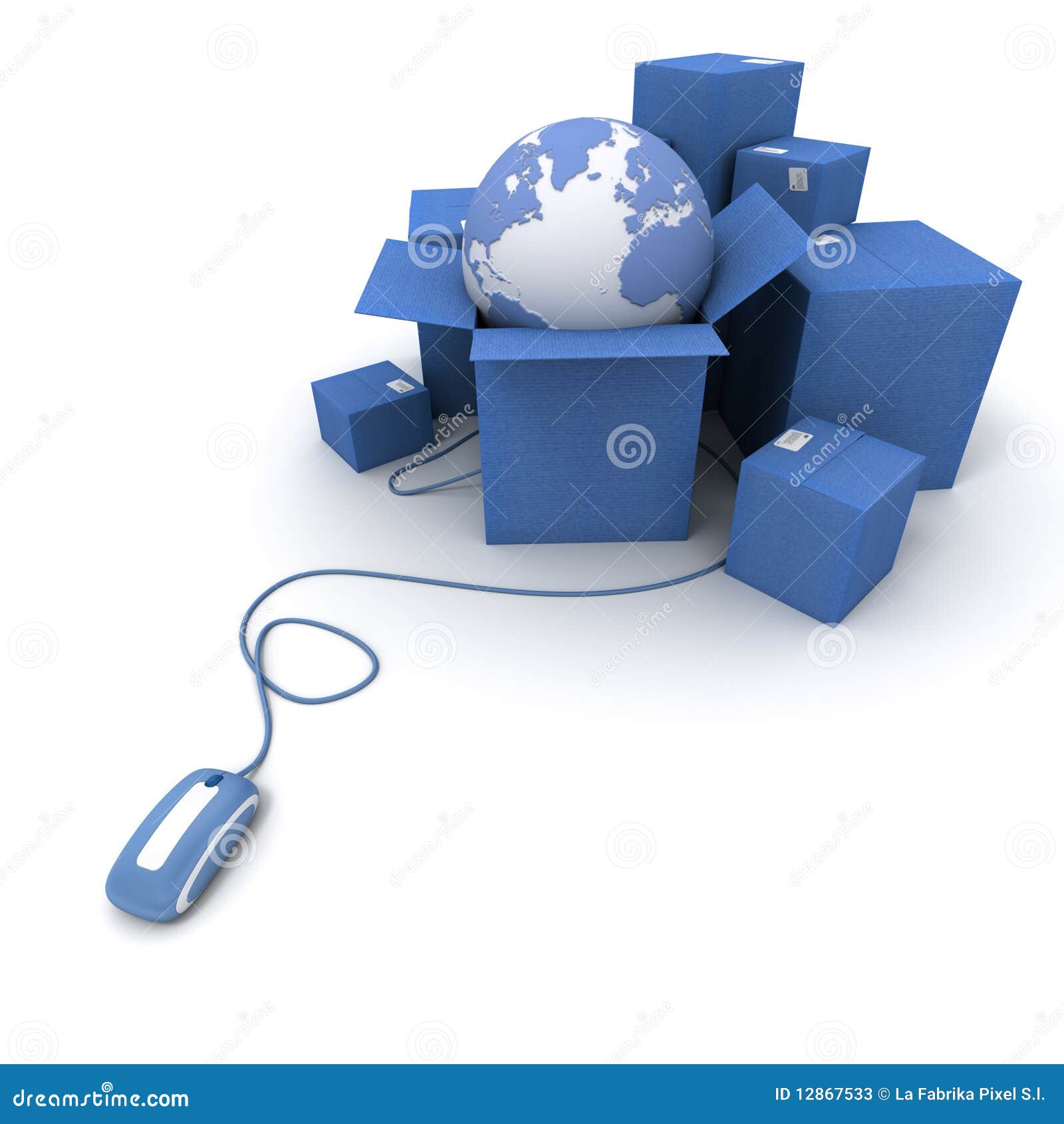 Worldwide Online Shipping in Blue Stock Illustration Illustration of world, global 12867533