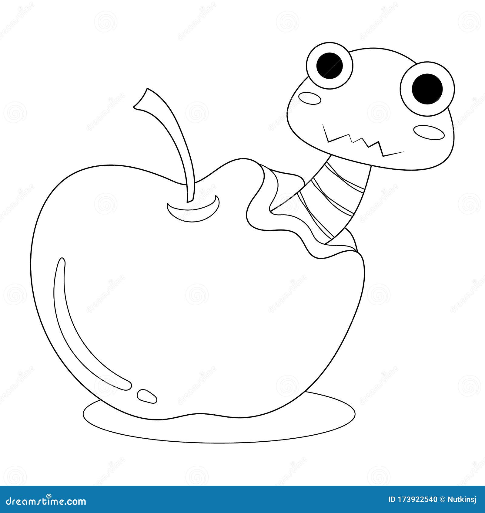 Download Bitten Apple With Worm Colorless Stock Vector ...