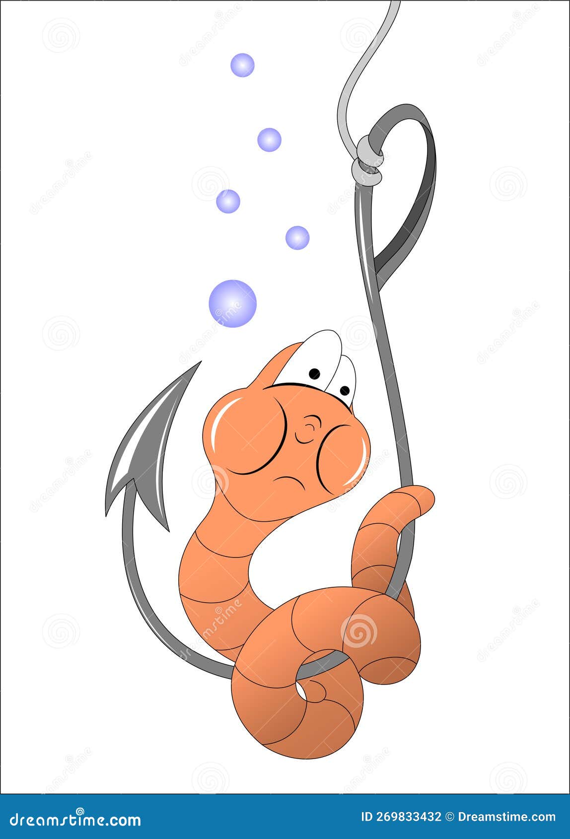 Worm on a Hook, Bait for Catching Fish Stock Vector - Illustration