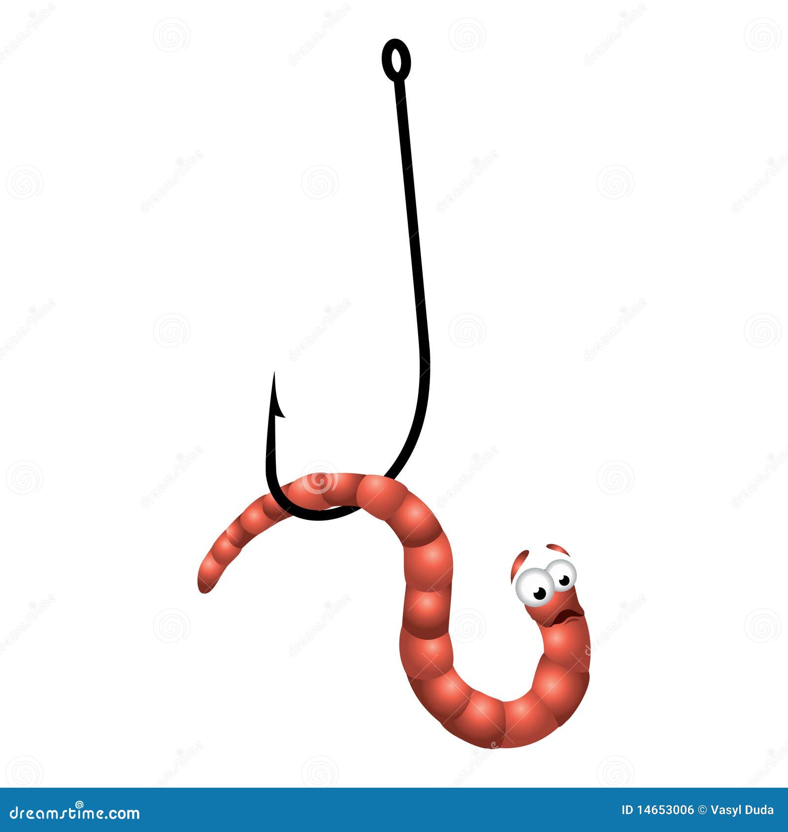 Worm on Hook stock vector. Illustration of cartoon, hanging - 14653006