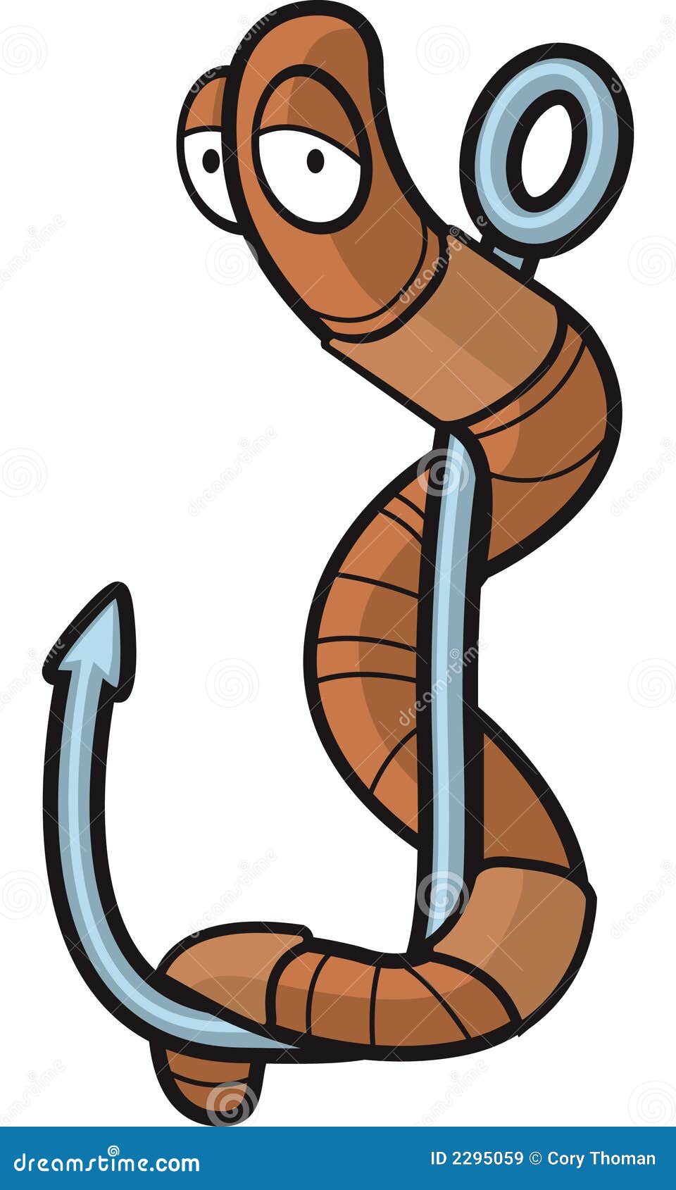 Worm on Hook stock vector. Illustration of cartoon, brown - 2295059