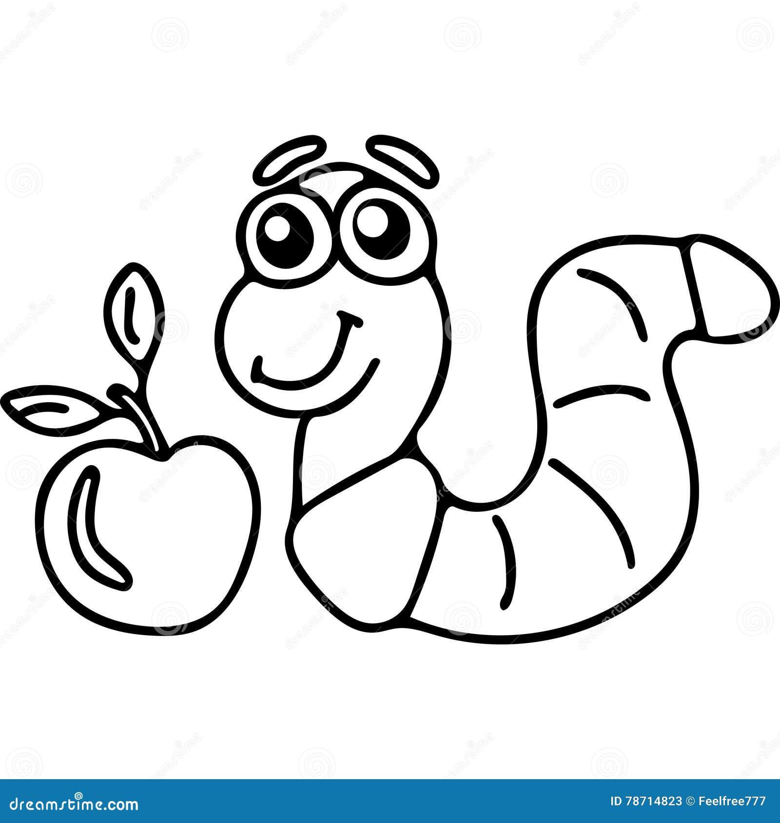 Worm kids coloring page stock illustration. Illustration of food