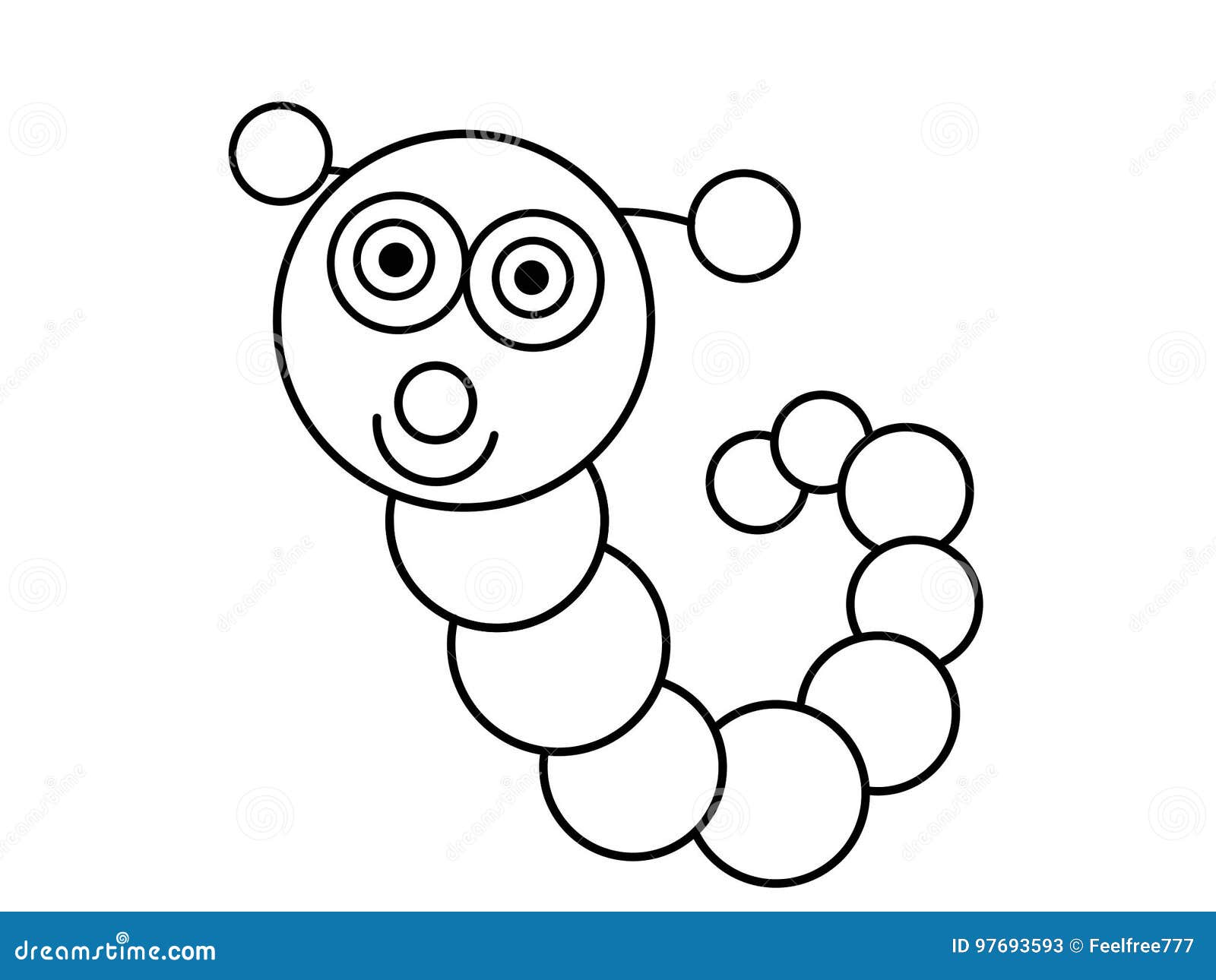 Worm Kids Educational Coloring Pages Stock Illustration