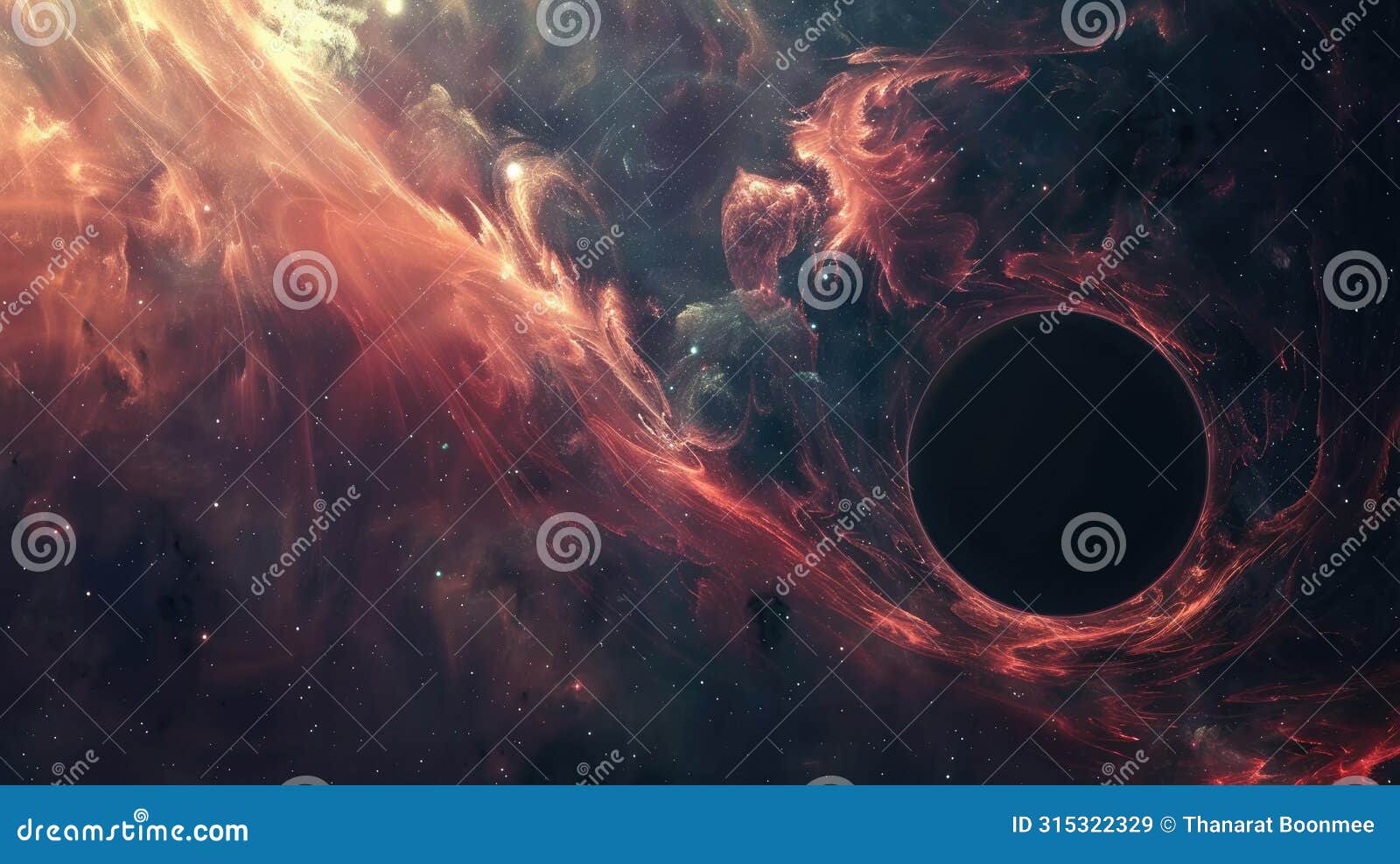wormhole tunnel in space illustrates the concept of relativity, bending time and space. ai generated
