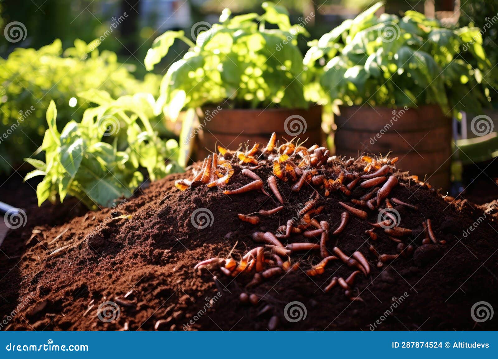 Worms In Compost. Organic Waste Concept. Vector Illustration Of Worms ... Biology Diagrams
