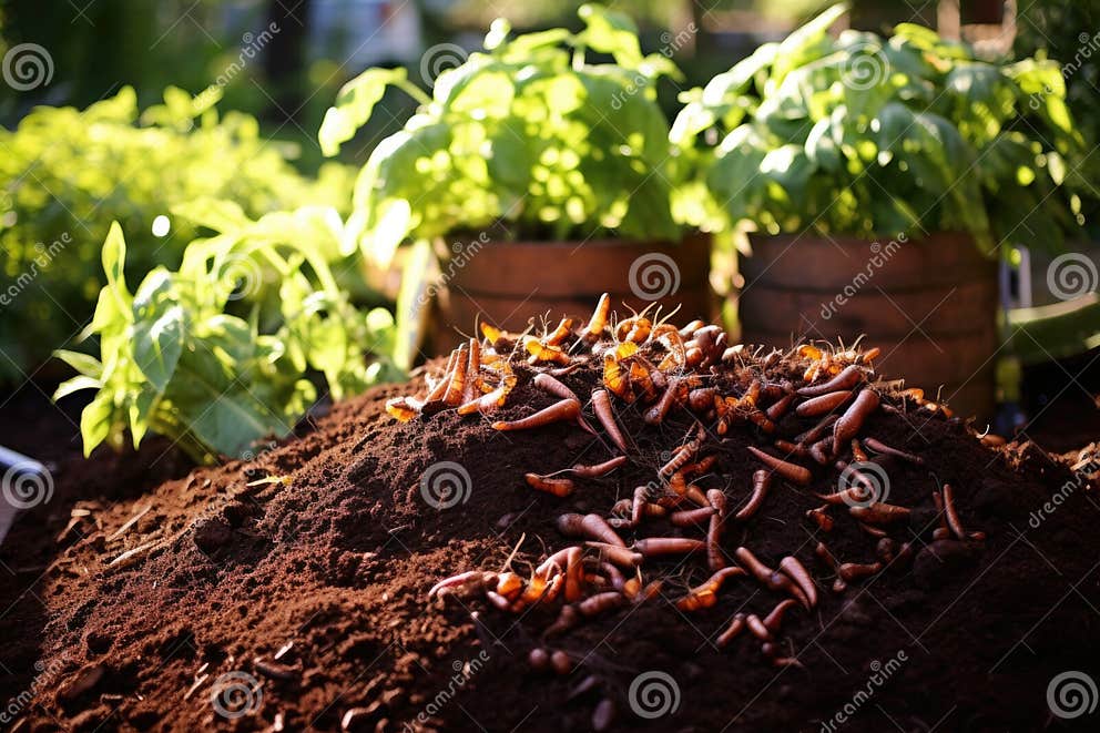 Worms Aerating Compost Pile in Garden Stock Photo Image of soil, vermiculture 287874524