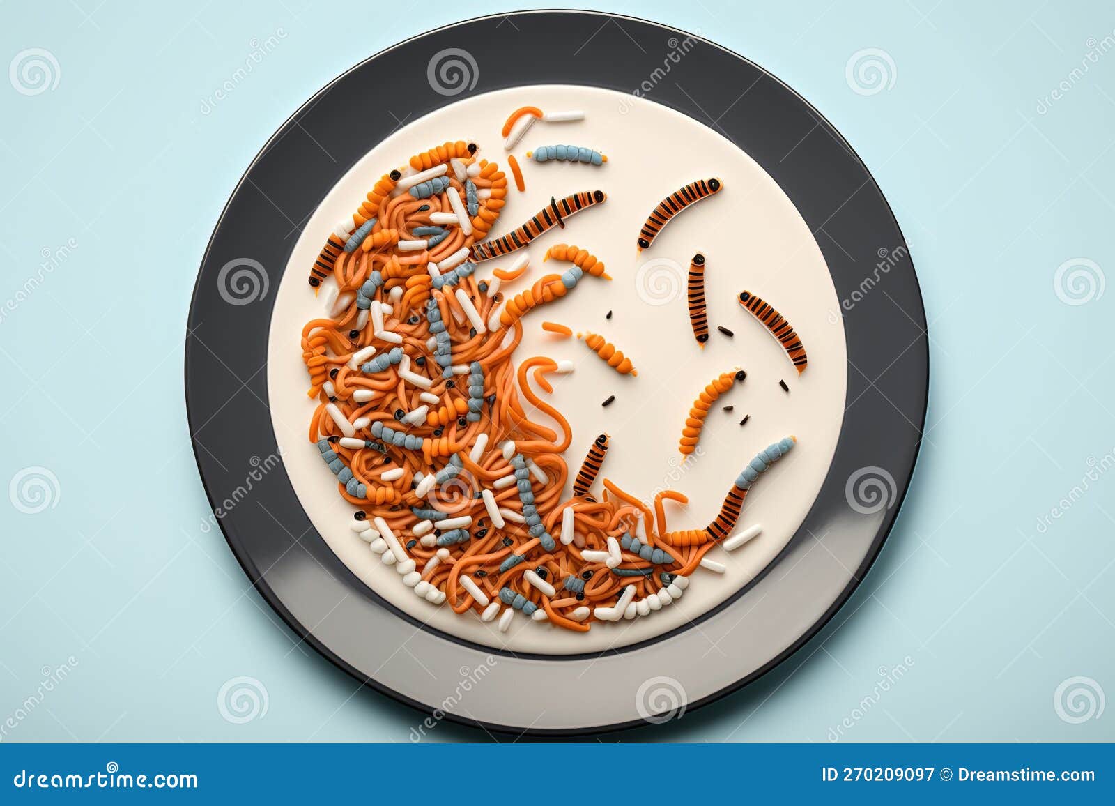Worms on a Plate As a Main Food, Protein Alternative. Generative AI
