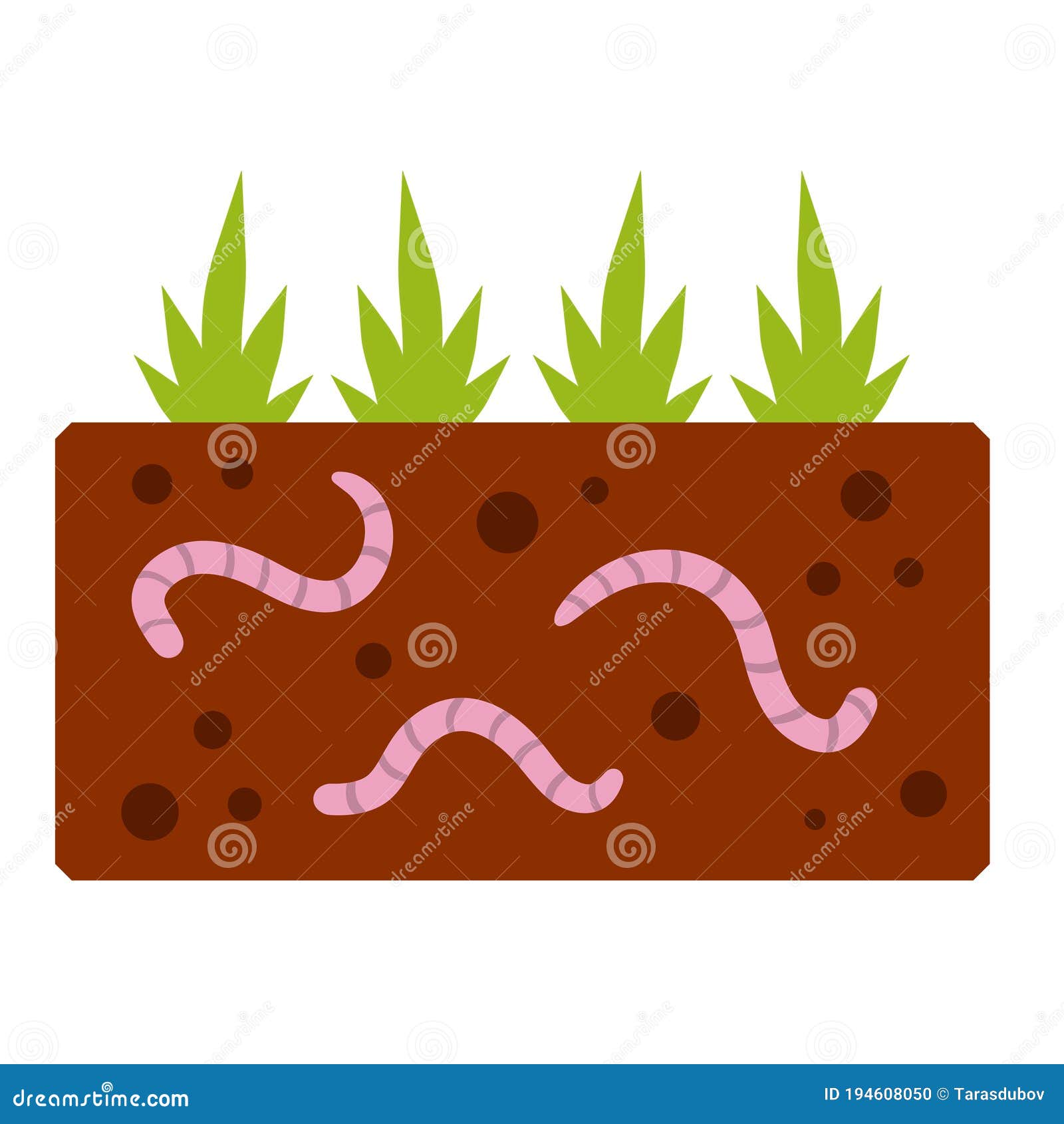 Worms Under the Ground. Insects in Soil. Brown Earth with Small Pink Animals.  Fishing Bait Stock Vector - Illustration of compost, ground: 194608050
