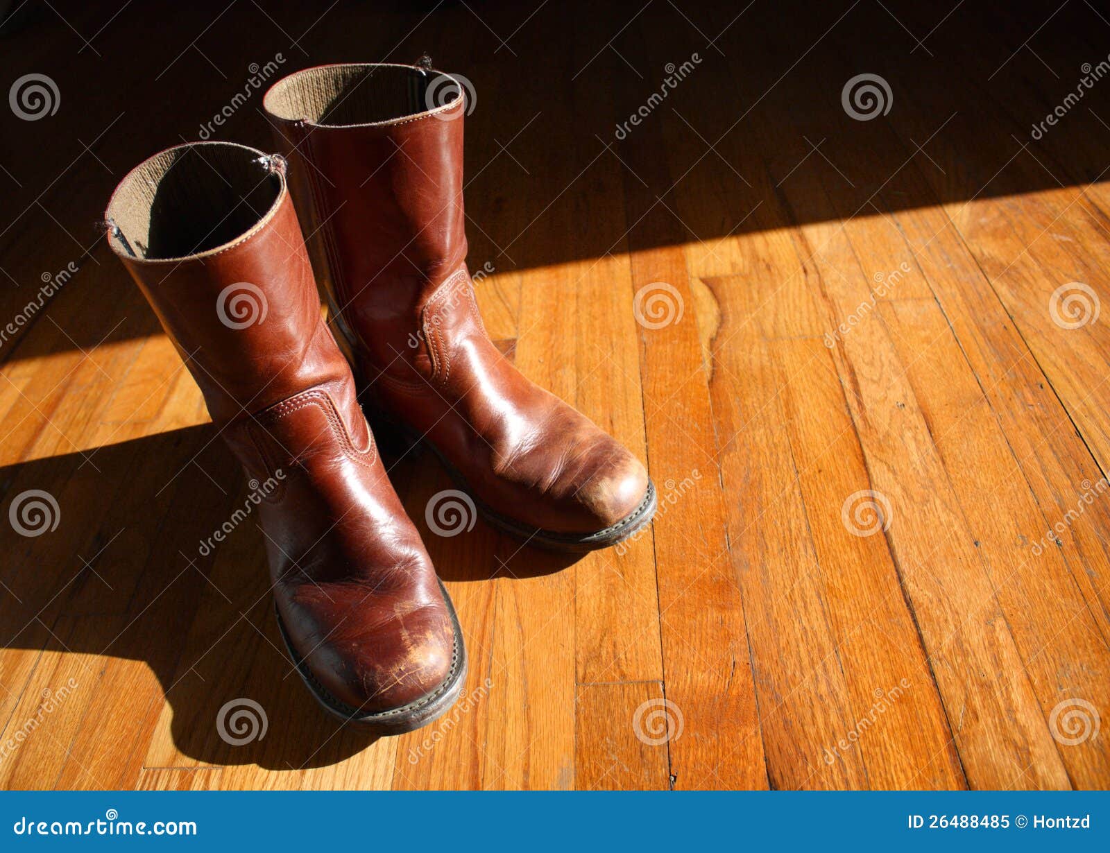 Worn brown leather boots stock image. Image of sole, worn - 26488485