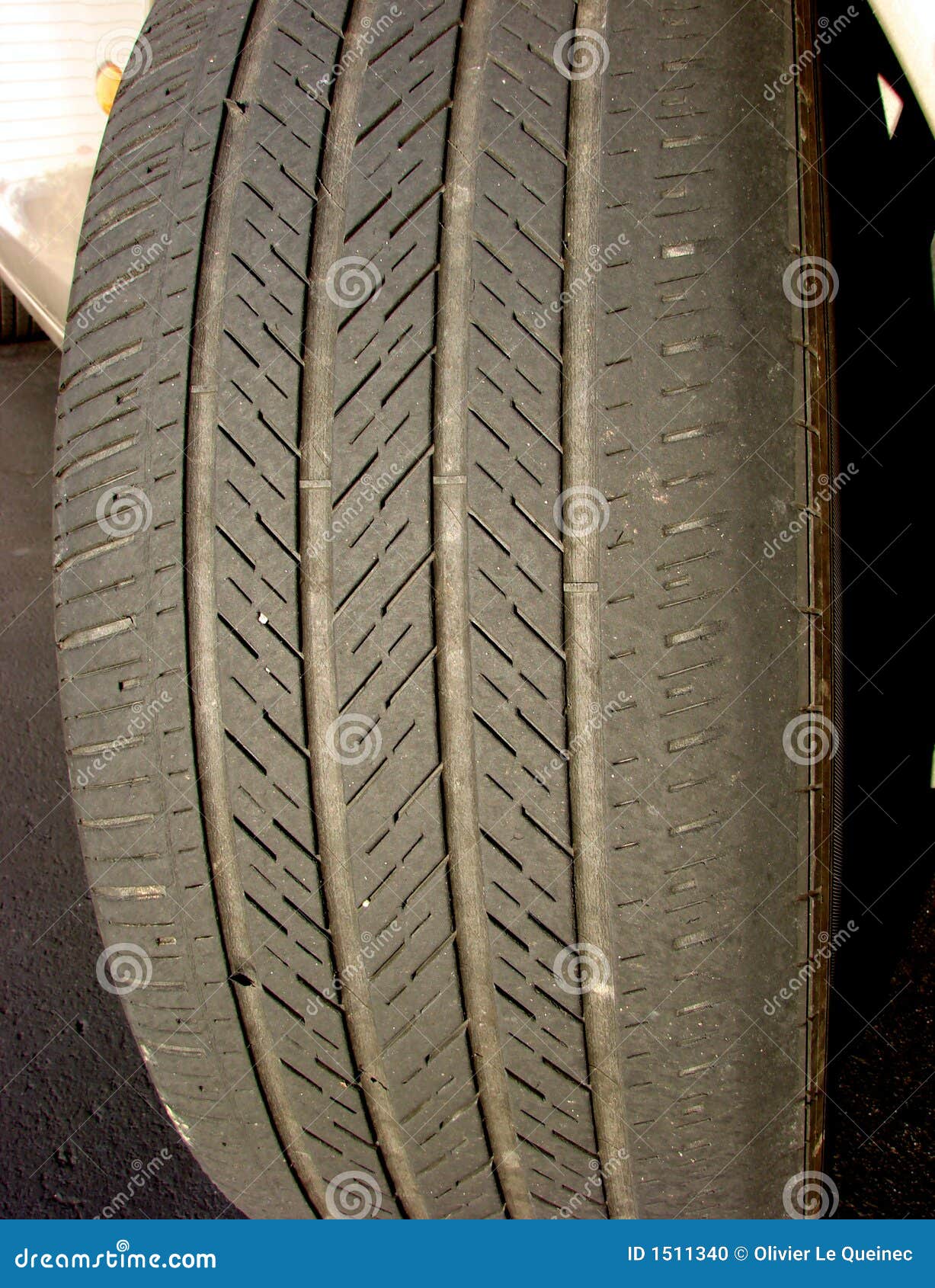 Worn Car Tire with Irregular Used Bald Low Thread Stock Photo Image