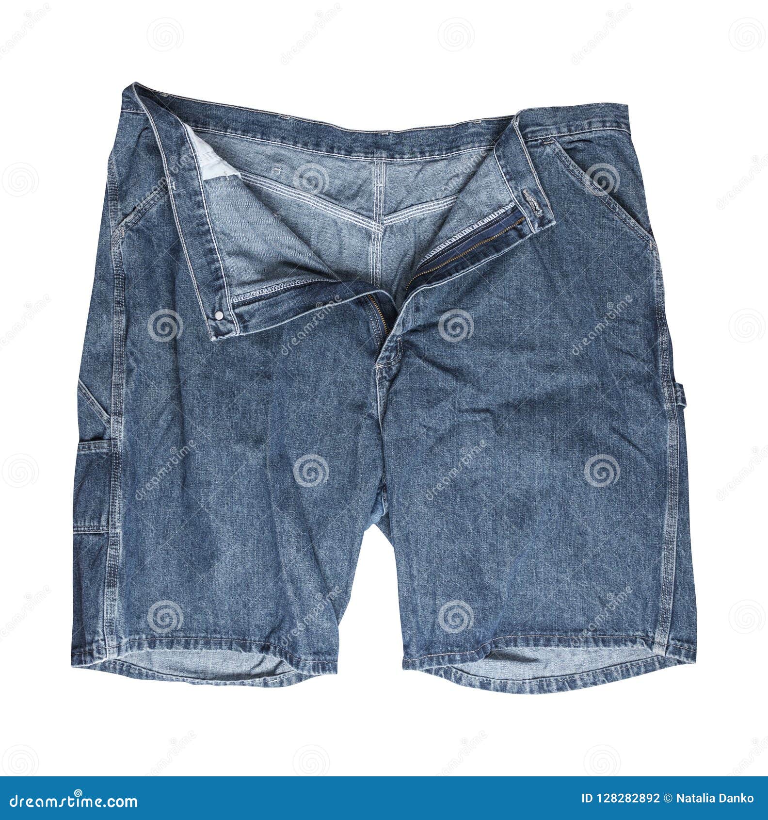 Worn Denim Shorts with Unbuttoned Button Stock Photo - Image of denim ...