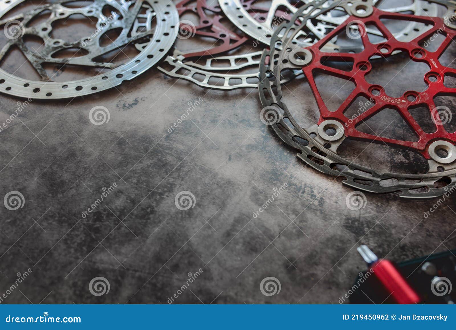 Worn Mountain Bike Brake Discs. Stock Photo Image of equipment