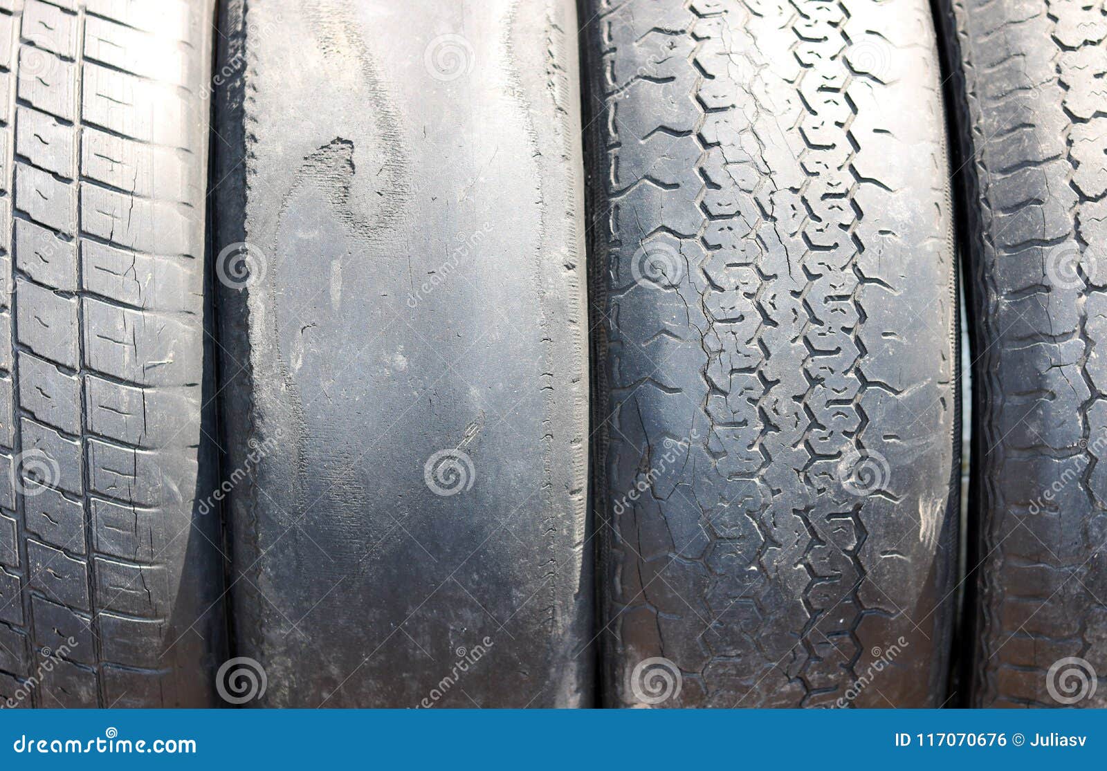 Worn out bald old car tire stock photo. Image of group 117070676