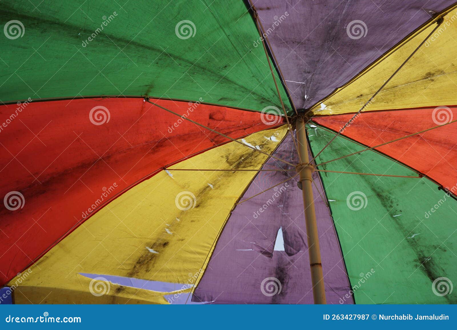 Worn Out Beach Umbrella Starting To Tear Stock Image Image of beach