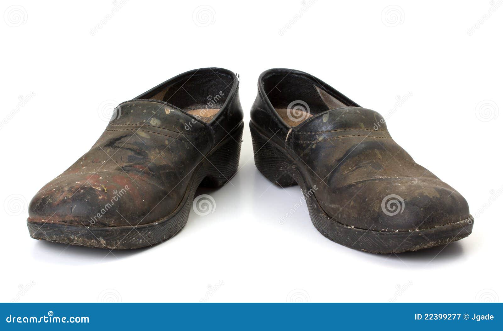 Worn out clogs stock image. Image of leather, black, shoes - 22399277