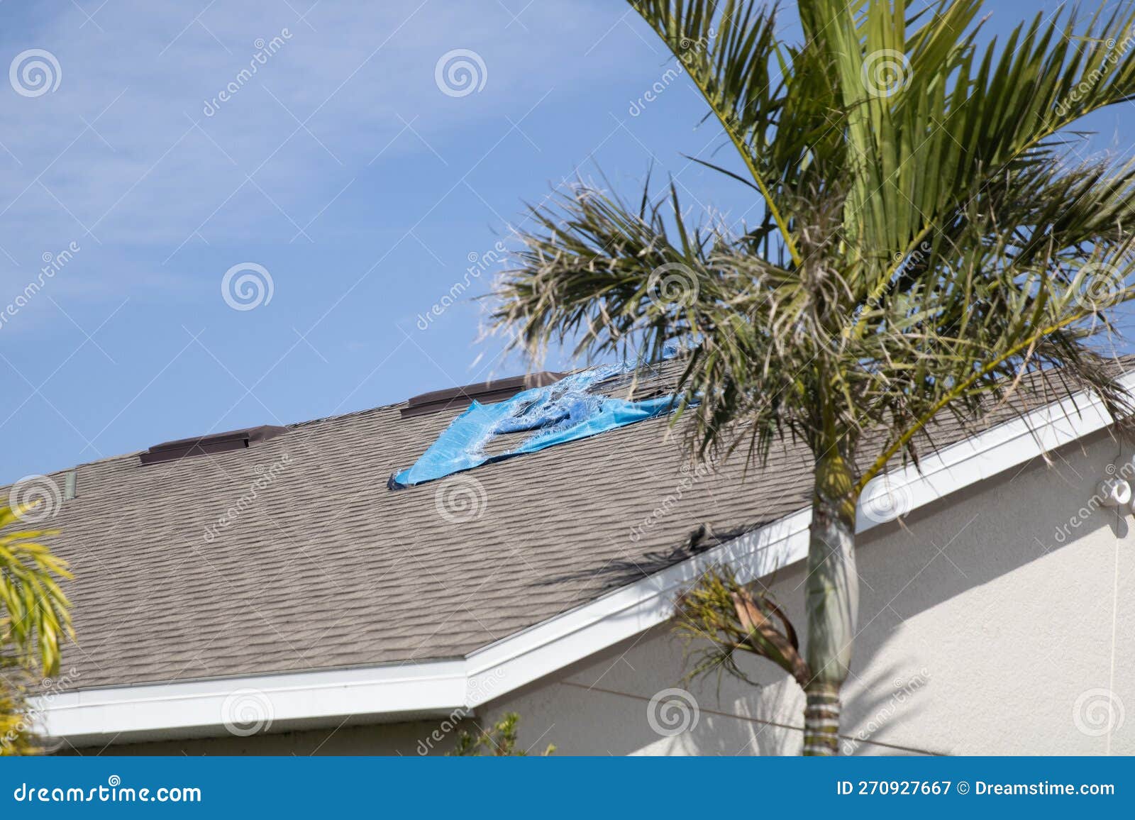 Worn Out Tarp Months after a Hurricane Stock Image Image of roofers